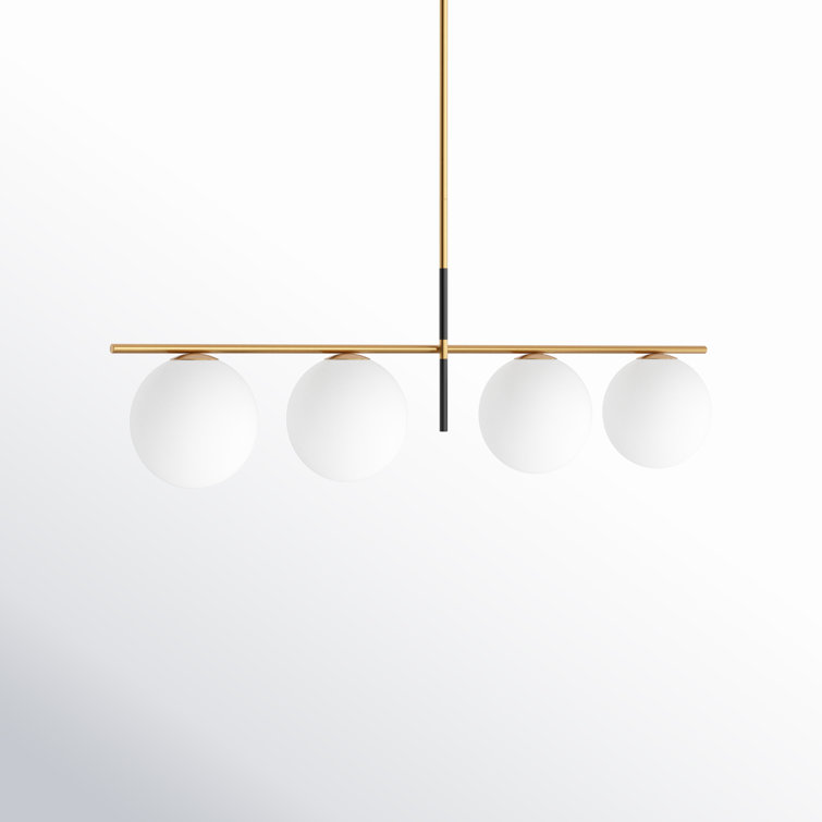Elegance Defined Satin Brass & Black 4-Light Pendant with Satin White Glass