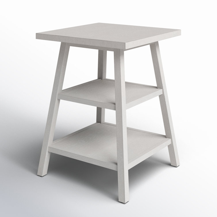 Cool White Transitional Square Wood End Table 18"
