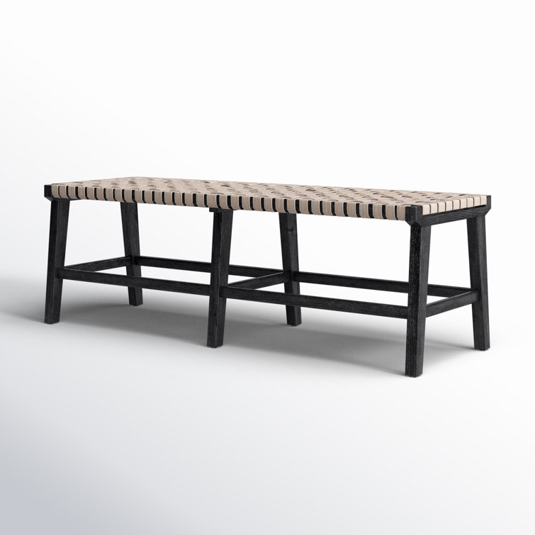 Charcoal Oak Upholstered Bench with Faux Leather Seat