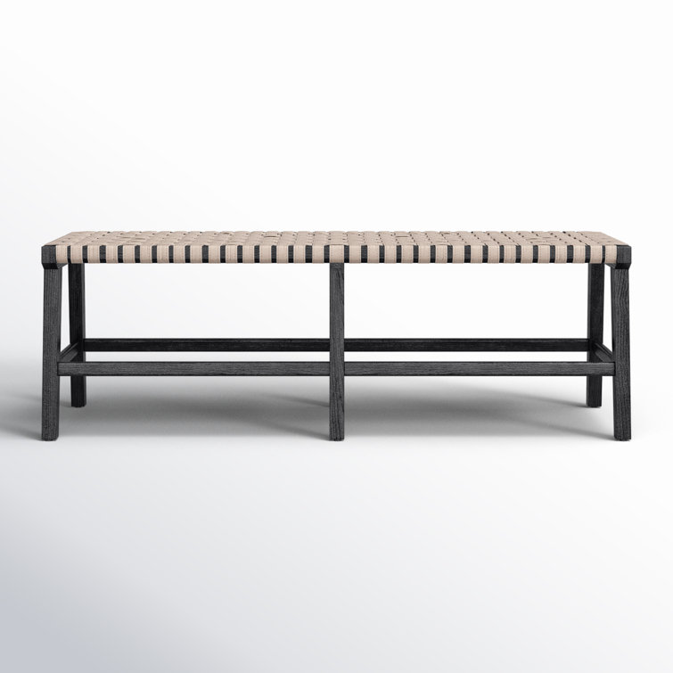 Charcoal Oak Upholstered Bench with Faux Leather Seat