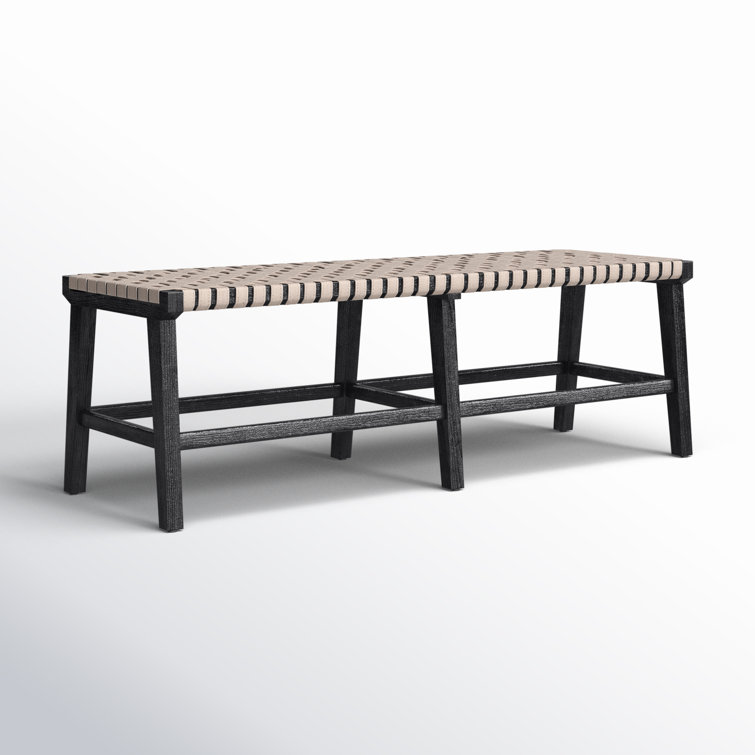 Charcoal Oak Upholstered Bench with Faux Leather Seat