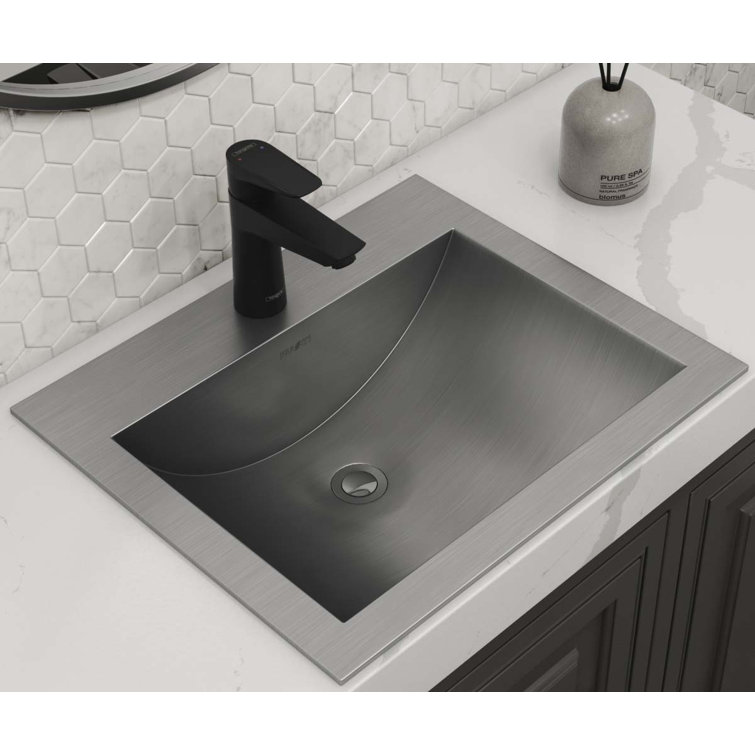 Ruvati 21 x 17 Inch Brushed Stainless Steel Topmount Bathroom Sink