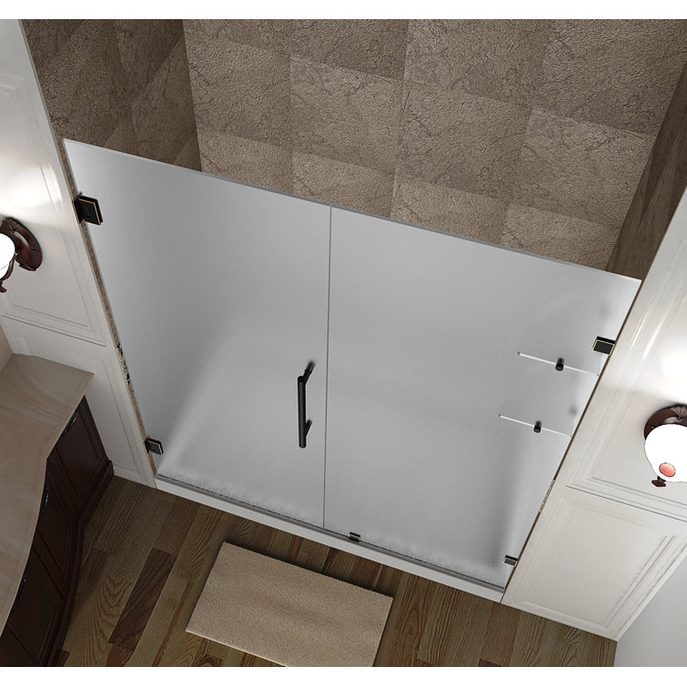 Nautis GS 37 x 72 Frosted Glass Frameless Hinged Shower Door in Chrome