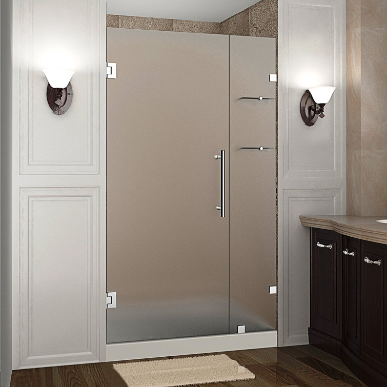 Nautis GS 37 x 72 Frosted Glass Frameless Hinged Shower Door in Chrome
