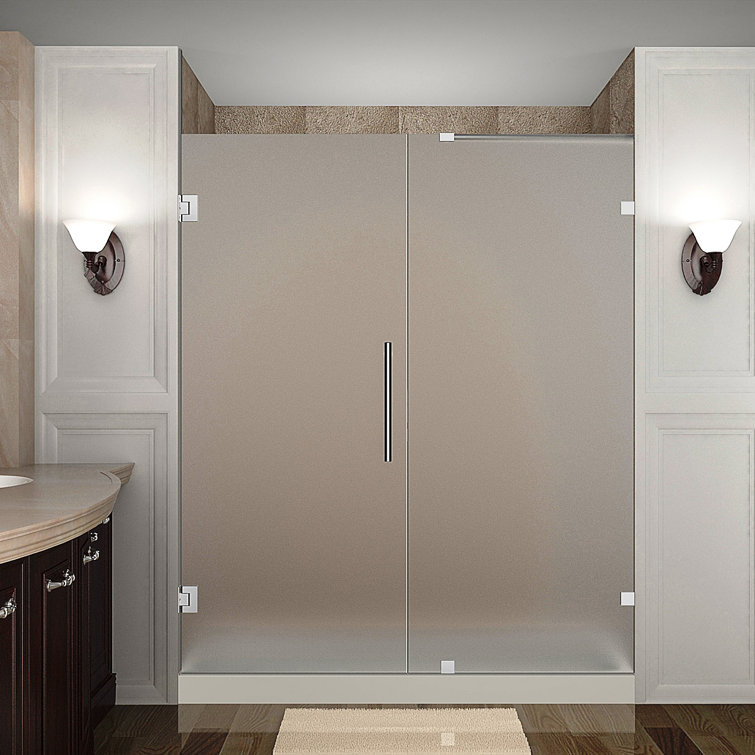 Nautis 76" x 72" Frosted Glass Frameless Hinged Shower Door in Chrome