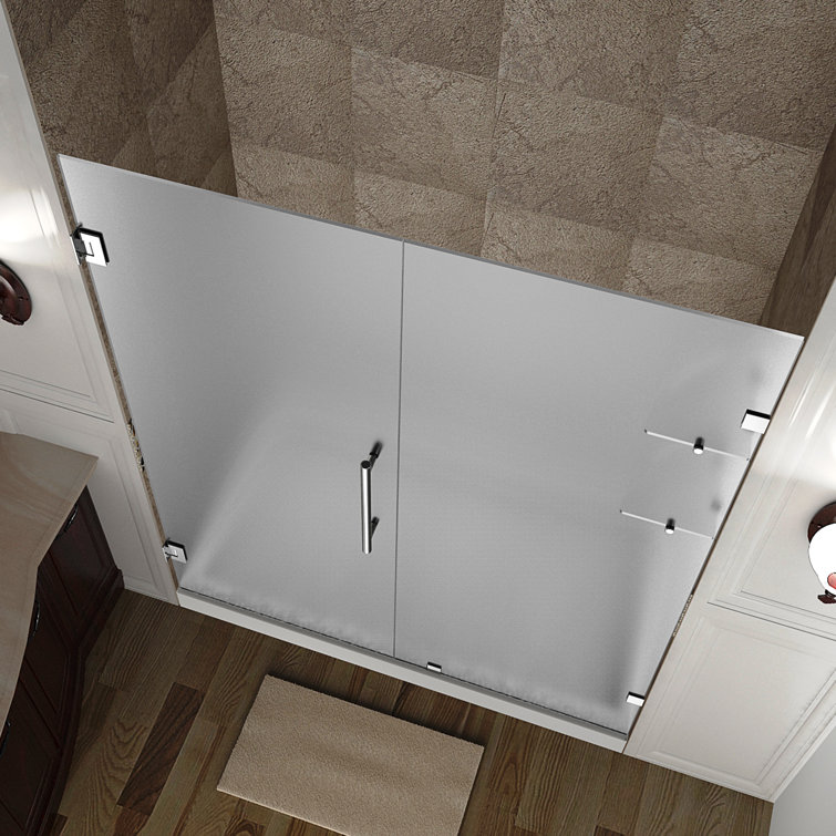 Nautis GS 41" x 72" Brushed Stainless Steel Frameless Hinged Shower Door