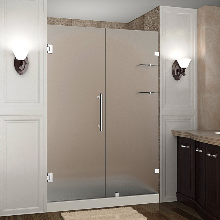 Nautis GS 63'' Clear Tempered Glass Frameless Hinged Shower Door