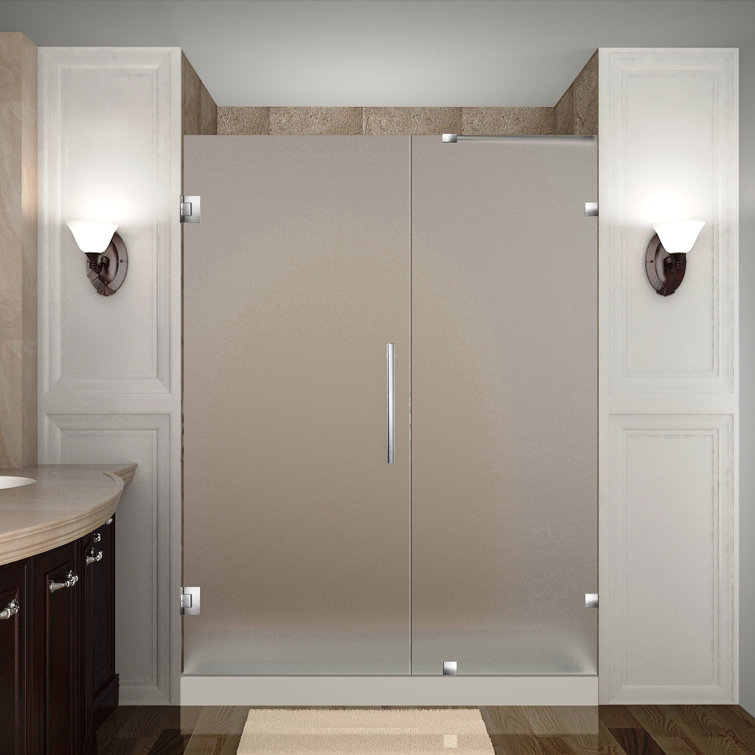 Nautis 62" x 72" Frosted Glass Frameless Hinged Shower Door