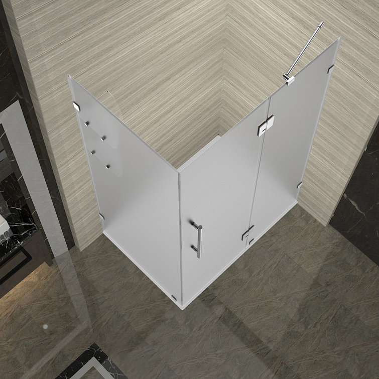 Avalux GS 48" x 72" Frameless Frosted Glass Hinged Shower Enclosure