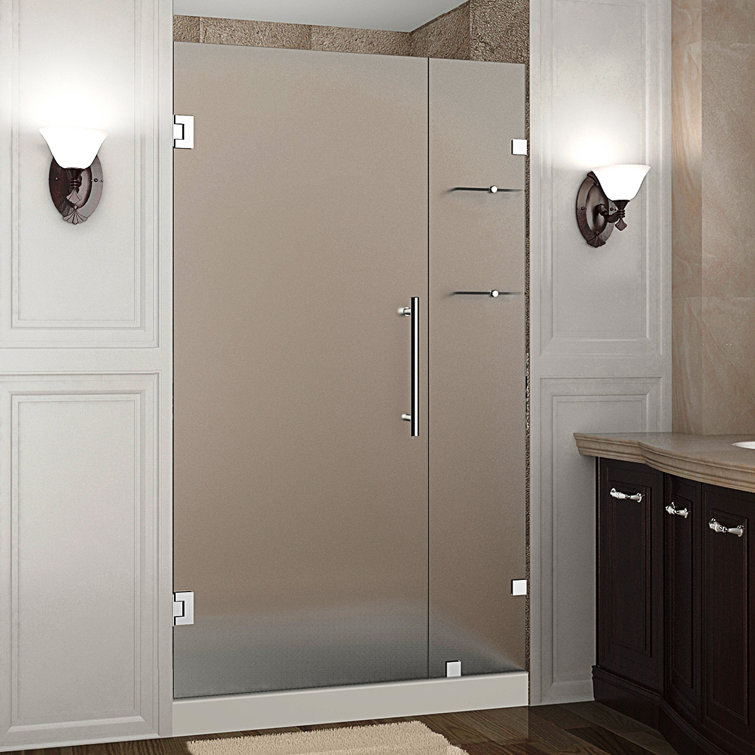Nautis GS 39" x 72" Frameless Hinged Shower Door with Frosted Glass