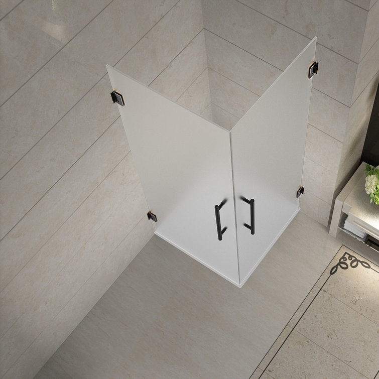 Vanora 32" x 72" Frosted Glass Frameless Hinged Shower Enclosure