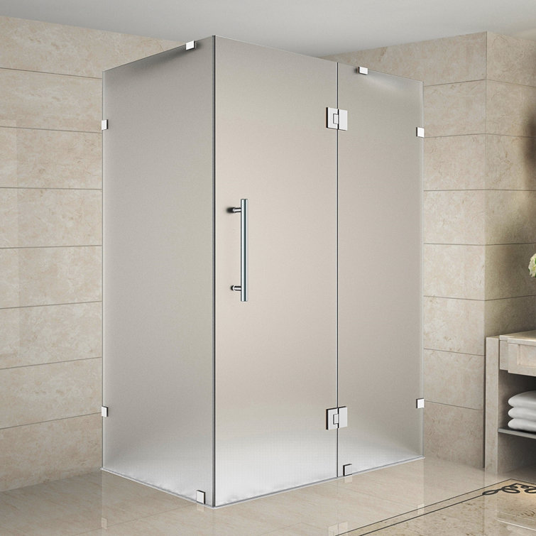 Avalux 48" Chrome Frameless Frosted Glass Shower Enclosure