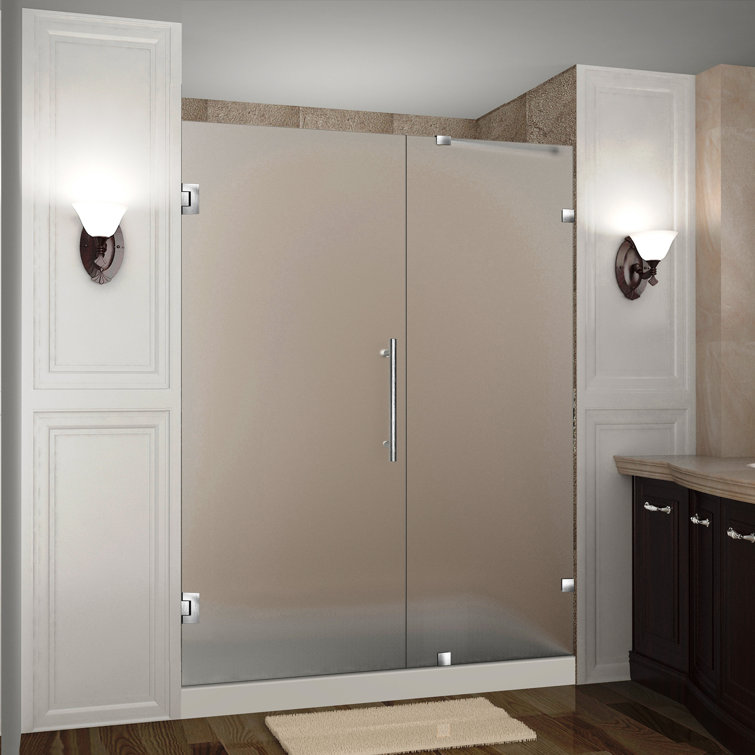 Nautis 60'' x 72'' Frosted Glass Frameless Hinged Shower Door