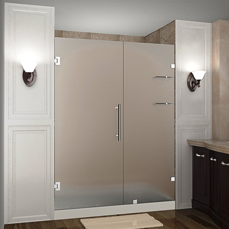 Nautis GS 63'' Clear Tempered Glass Frameless Hinged Shower Door