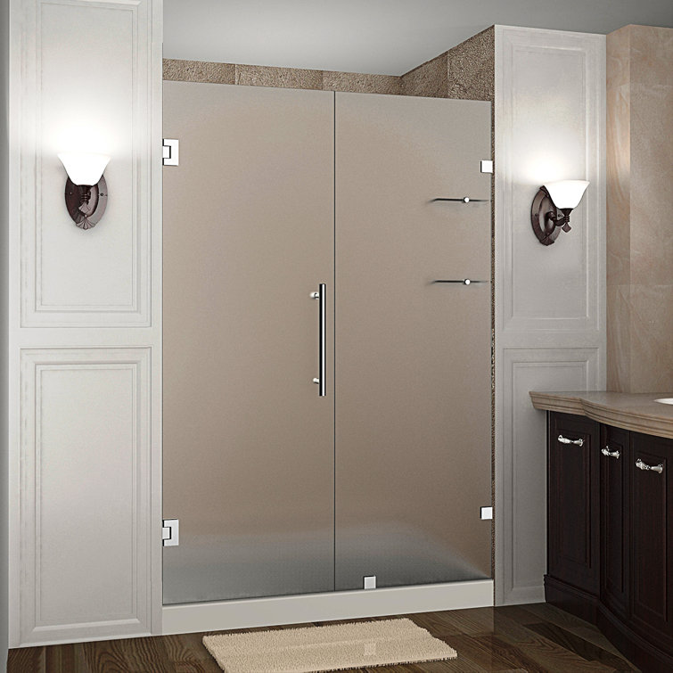 Nautis GS 52" x 75" Hinged Completely Frameless Shower Door with Shelves