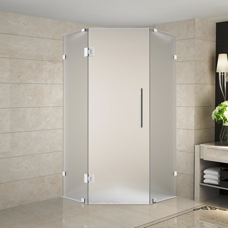 Neoscape 36" x 72" Chrome Frameless Frosted Glass Pivot Shower Door