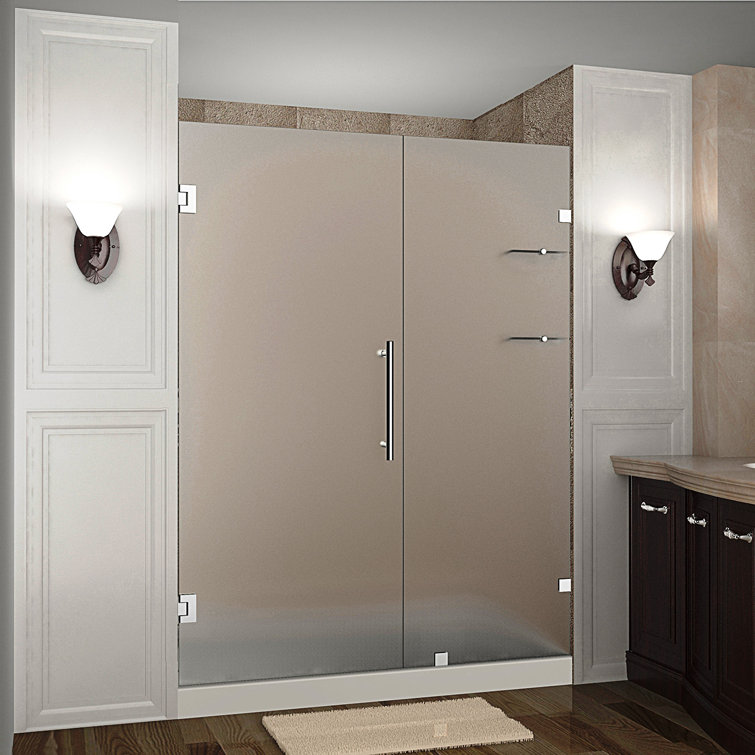 Nautis GS 65" x 72" Chrome Frameless Hinged Shower Door with Frosted Glass