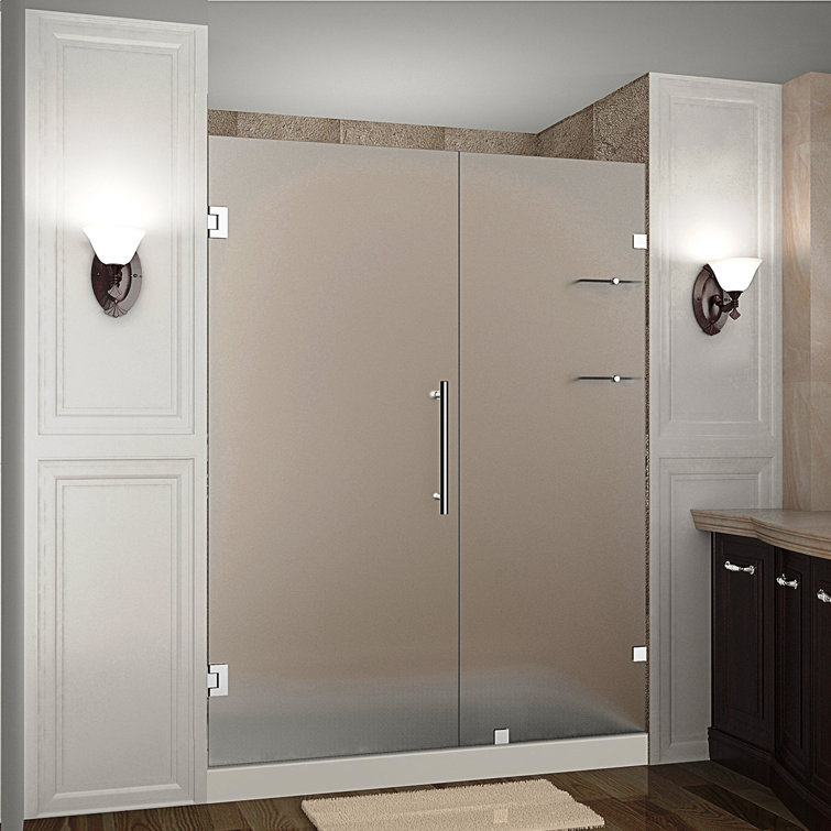 Nautis GS 63'' Clear Tempered Glass Frameless Hinged Shower Door