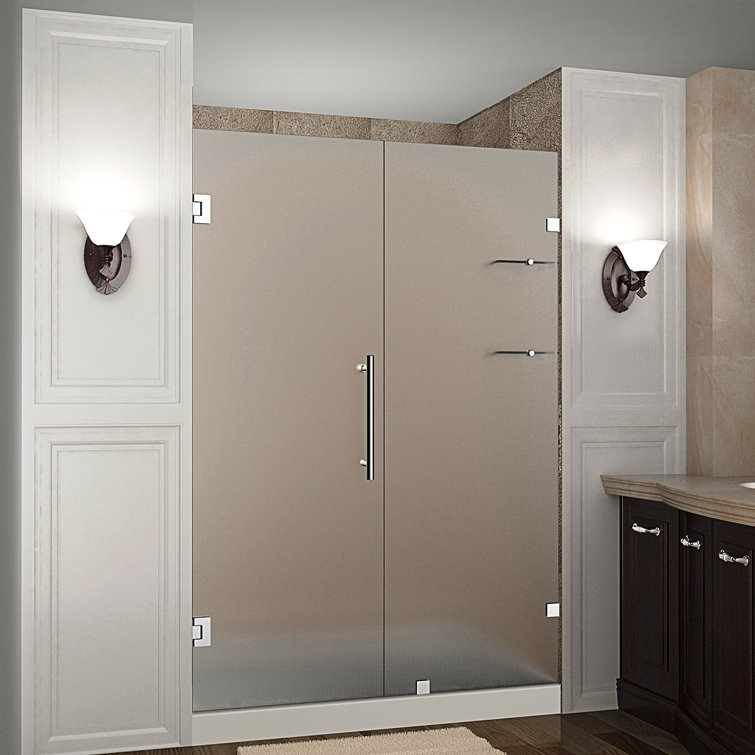 Nautis GS 54" x 72" Chrome Frameless Hinged Shower Door with Frosted Glass