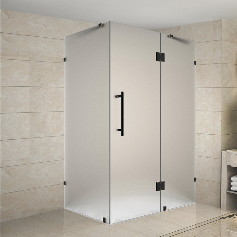 Avalux Frosted Glass Frameless Hinged Shower Enclosure with Stainless Steel Hardware