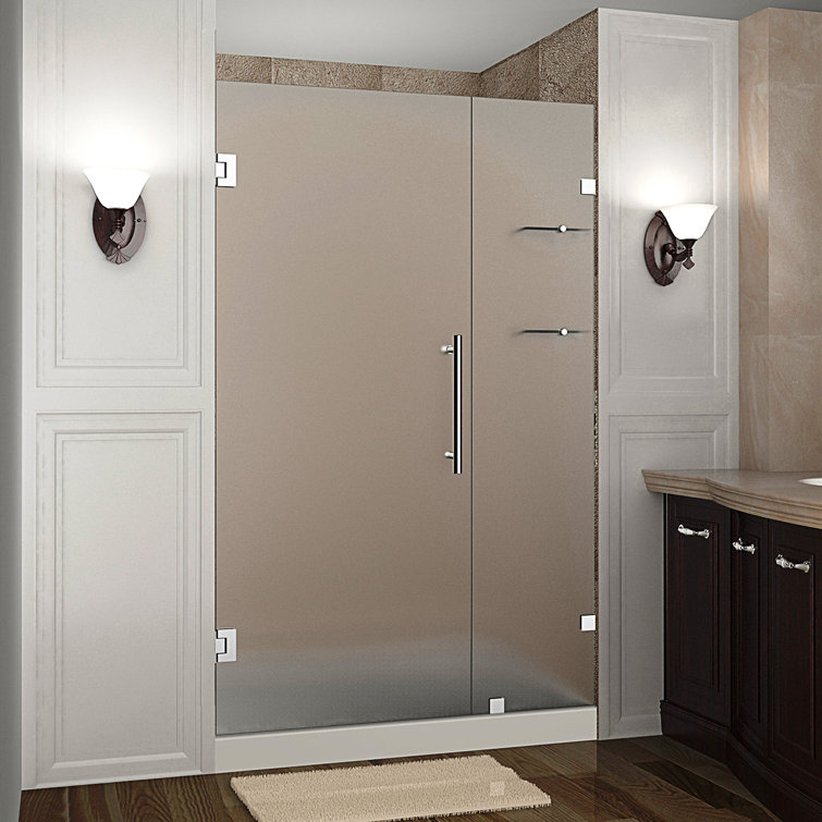 Nautis GS 63'' Clear Tempered Glass Frameless Hinged Shower Door
