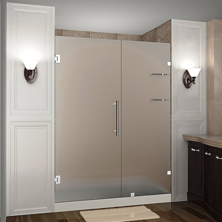 Nautis GS 63'' Clear Tempered Glass Frameless Hinged Shower Door