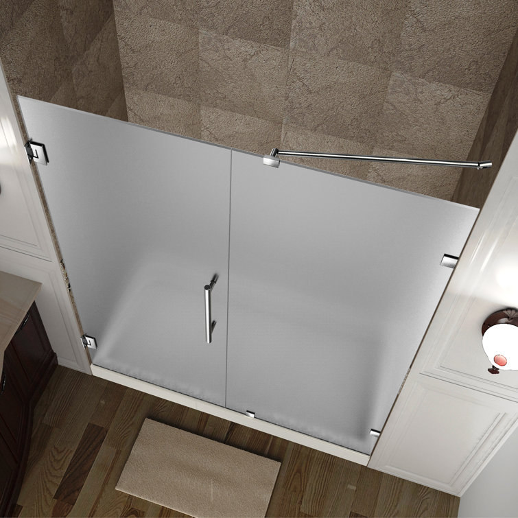 Nautis 60'' x 72'' Frosted Glass Frameless Hinged Shower Door