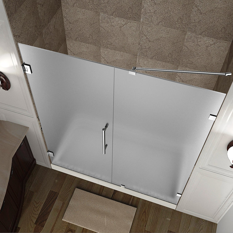Nautis 60'' x 72'' Frosted Frameless Hinged Shower Door