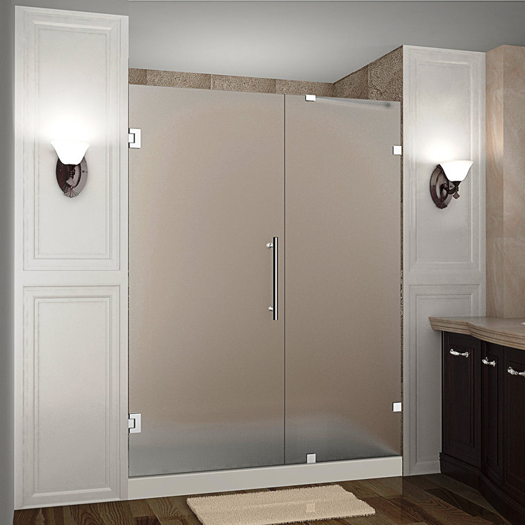 Nautis 61" x 72" Frameless Frosted Glass Shower Door in Chrome