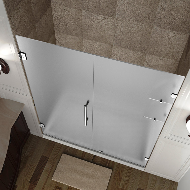 Nautis GS 72" x 72" Brushed Stainless Steel Frameless Hinged Shower Door