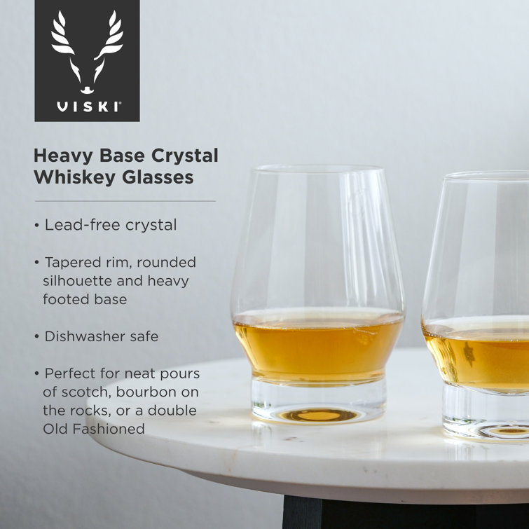 Viski 18.5 Oz Clear Crystal Whiskey Glasses with Heavy Base