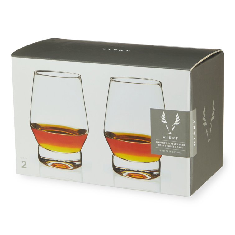 Viski 18.5 Oz Clear Crystal Whiskey Glasses with Heavy Base