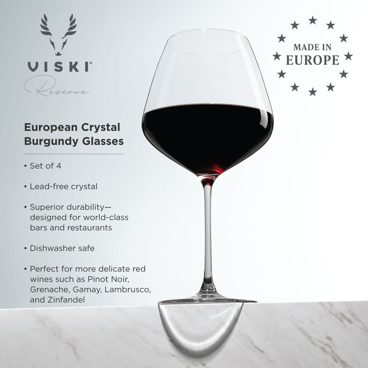 European Lead-Free Crystal Burgundy Wine Glass Set, 31 Oz, Set of 4