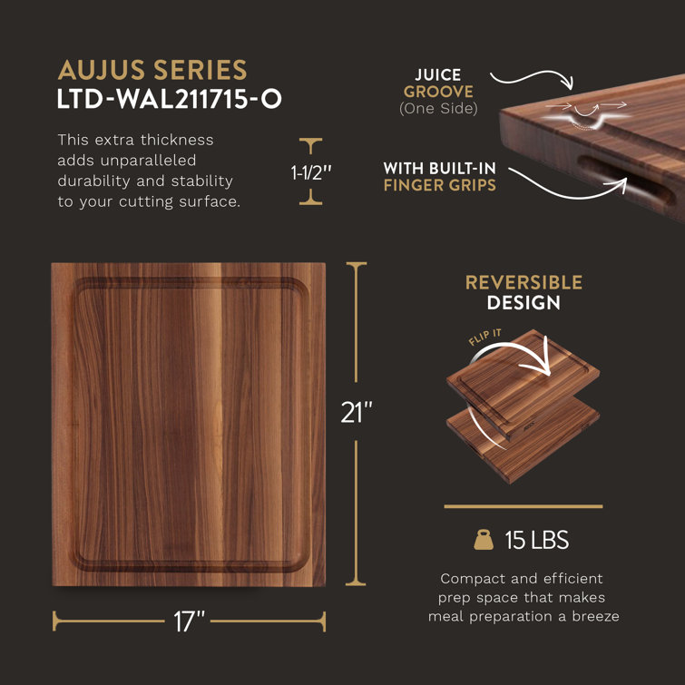 John Boos Reversible Walnut Wood Cutting Board with Juice Groove