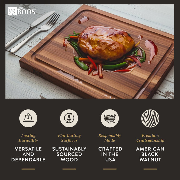John Boos Reversible Walnut Wood Cutting Board with Juice Groove
