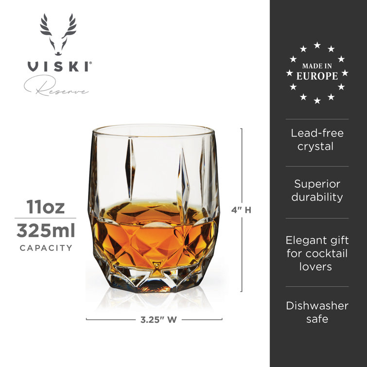 Viski 11oz European Crystal Cut Cocktail Glasses Set of 2