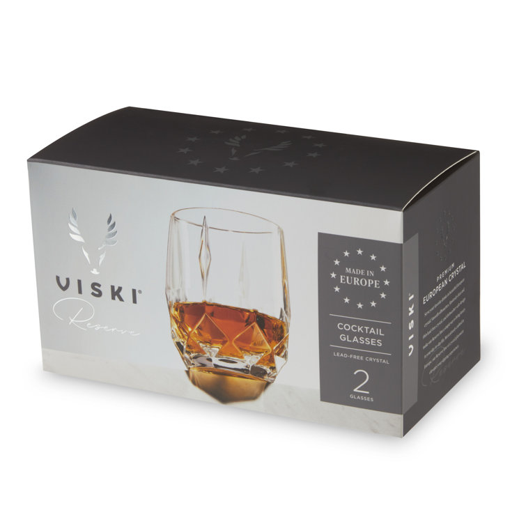 Viski 11oz European Crystal Cut Cocktail Glasses Set of 2