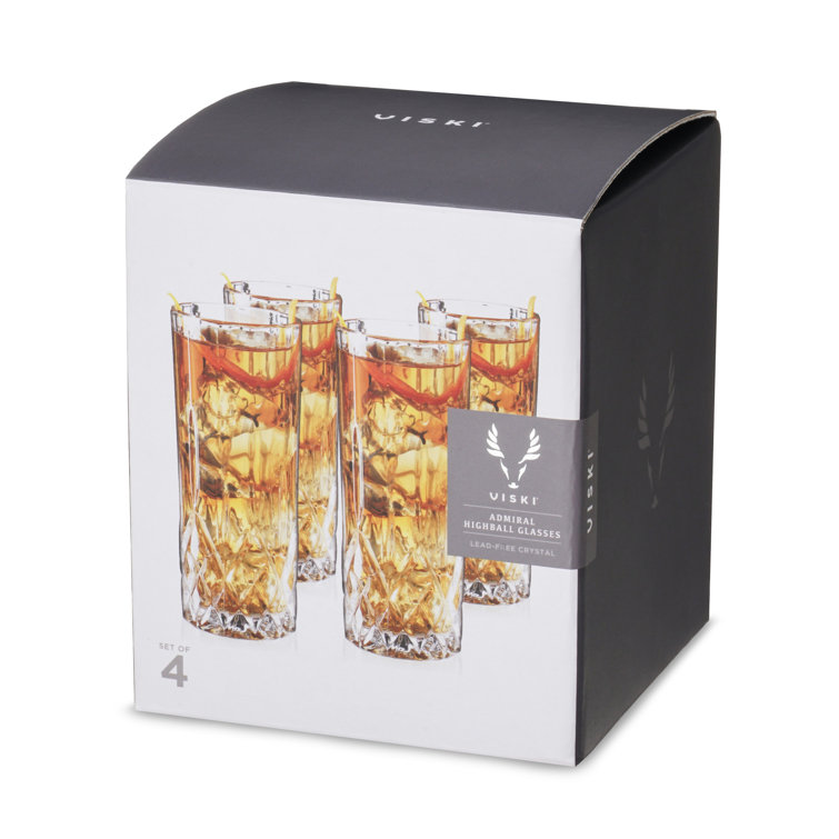 Admiral Cut Crystal Tall Highball Glasses Set of 4