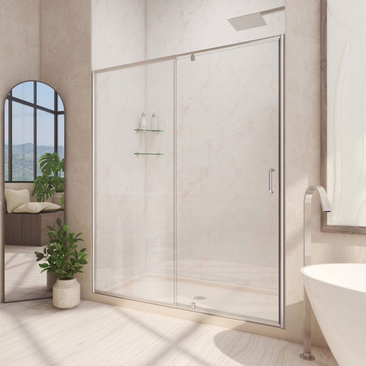 Flex 36" Frameless Clear Glass Pivot Shower Kit with Chrome Hardware