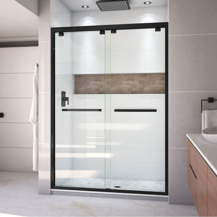 Encore 54" Satin Black Frameless Sliding Shower Door