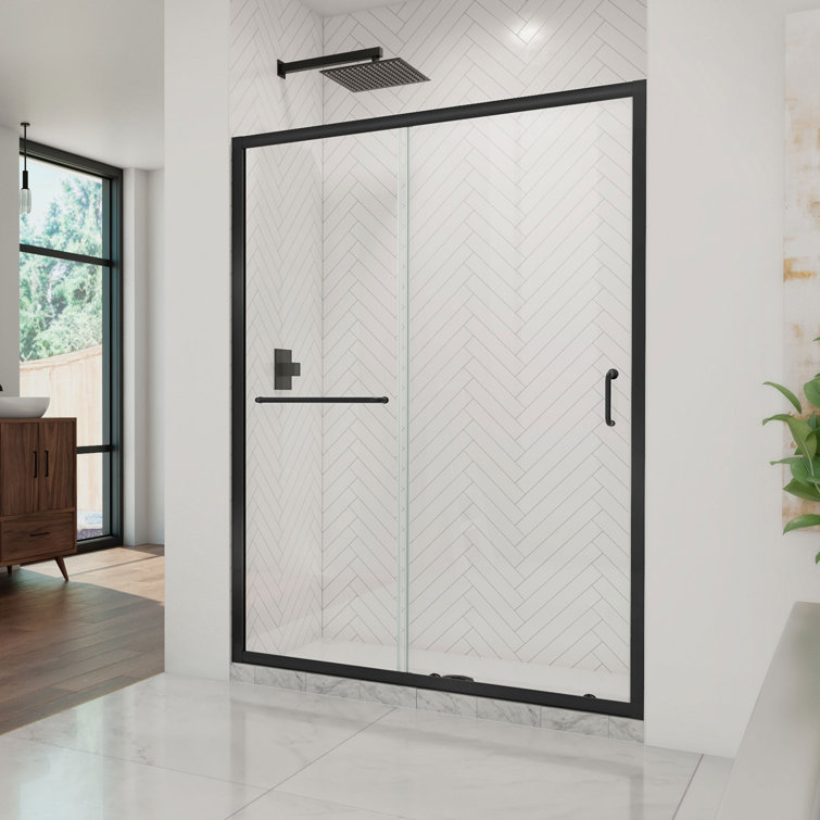 Matte Black 50-54" Clear Glass Sliding Shower Door