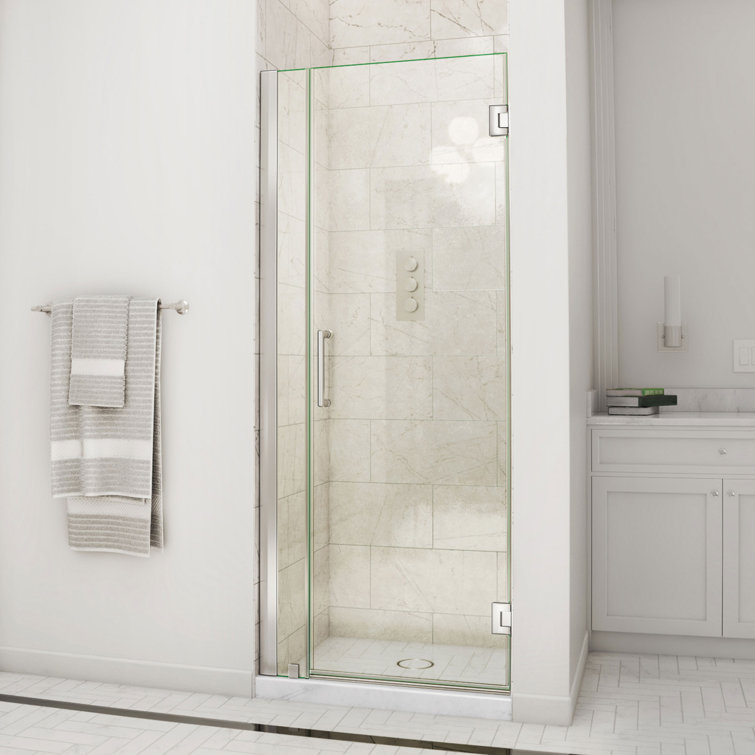 Unidoor 37" Frameless Hinged Shower Door with Clear Glass