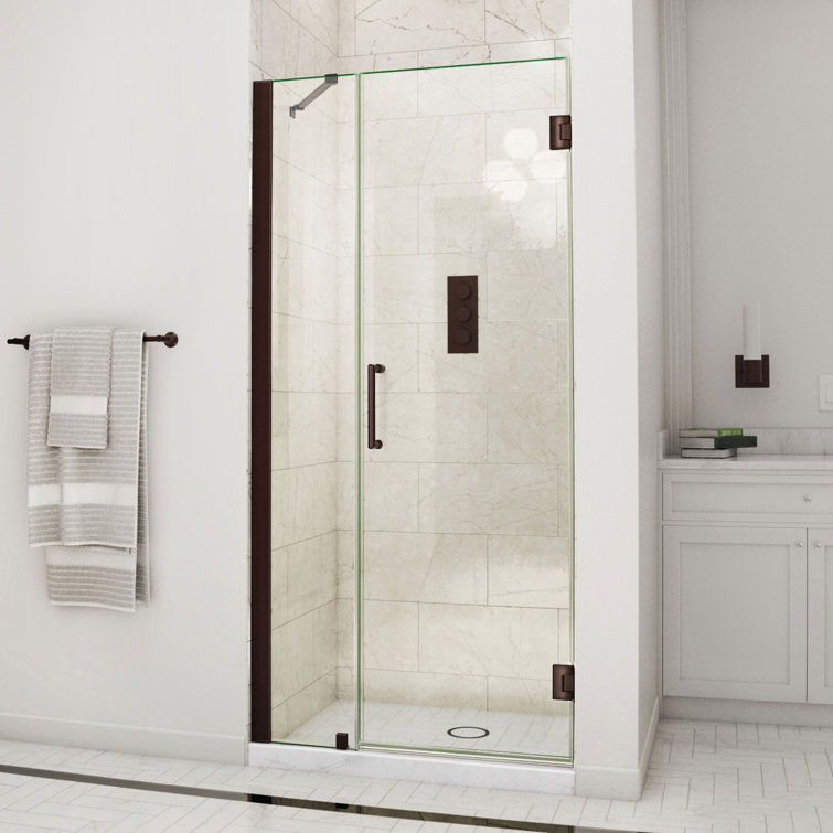 Unidoor 43" Frameless Hinged Shower Door with ClearMax Technology