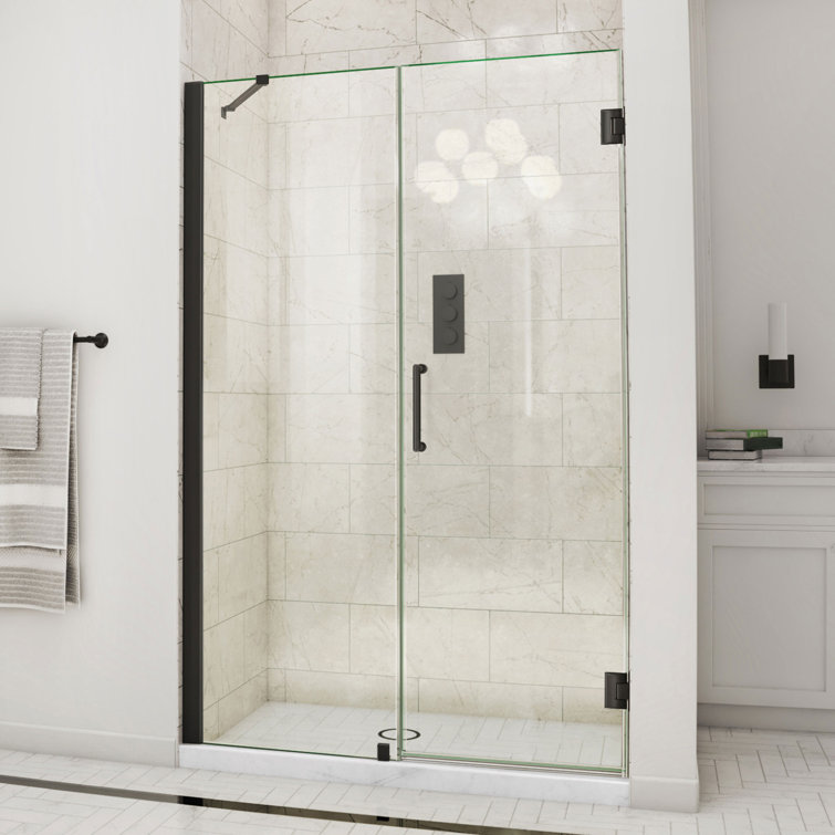 DreamLine 61" Black Frameless Hinged Shower Door with ClearMax Glass