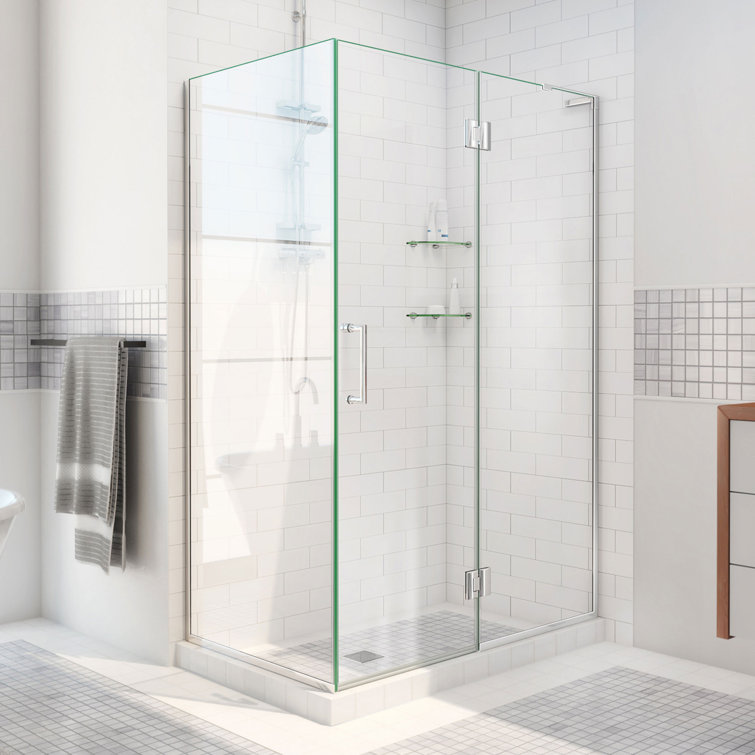 Unidoor-X 48" x 72" Frameless Clear Glass Hinged Shower Enclosure
