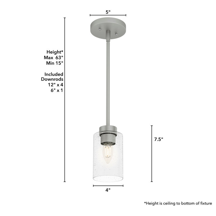 Hartland Mini Seeded Glass Jar Pendant Light in Matte Silver