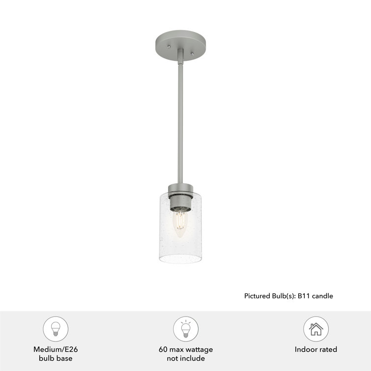 Hartland Mini Seeded Glass Jar Pendant Light in Matte Silver