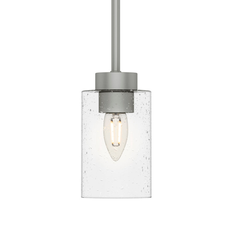 Hartland Mini Seeded Glass Jar Pendant Light in Matte Silver