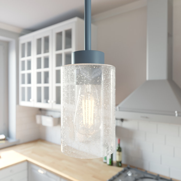 Indigo Blue Seeded Glass Mini Pendant Light