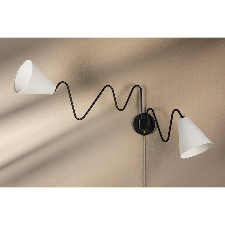 Mitzi Onda Soft Black 38" Linen Shade Wall Sconce